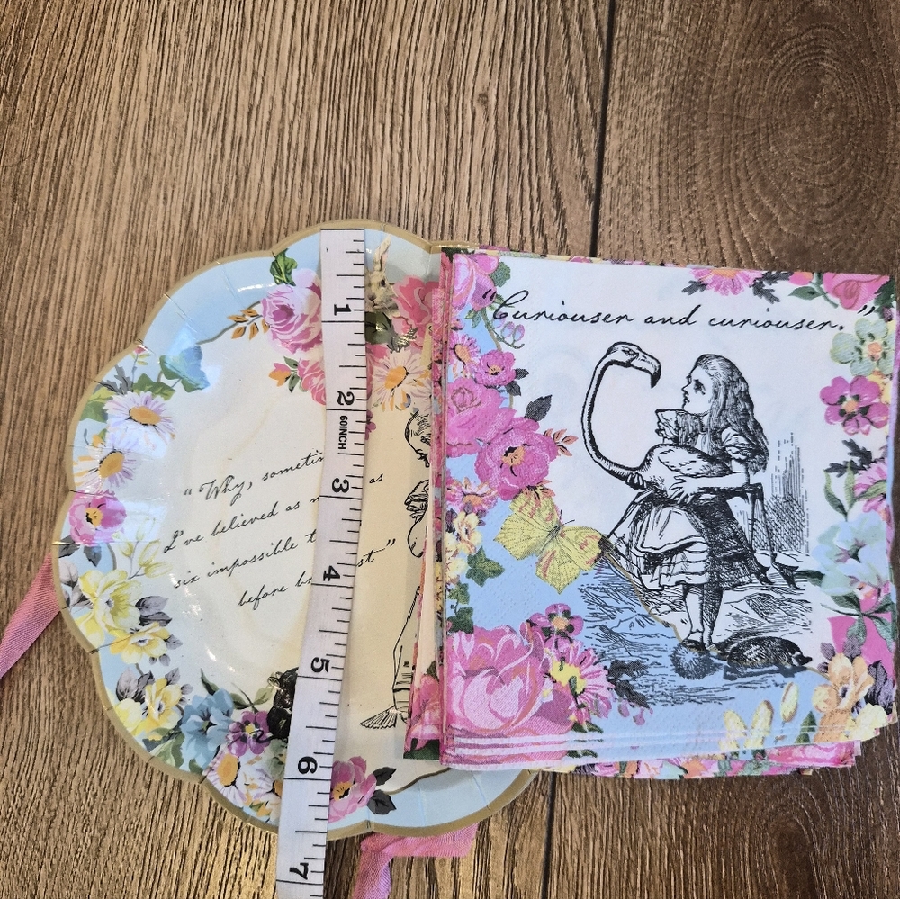 Alice in Wonderland Vintage Inspired Party Supplies Birthday Banner Cupcake Pick - Picture 8 of 14